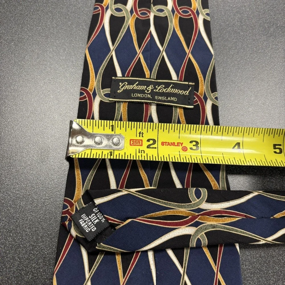 Graham & Lockwood Men's Dress Tie Multicolor Geometric Preppy‎ Silk London Made